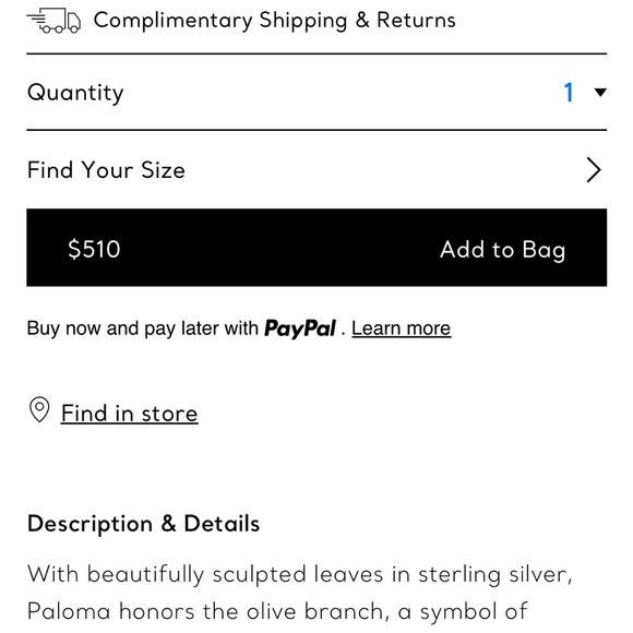 Tiffany & Co. Silver Olive Leaf Band Ring (Wide) - Picture 2 of 5